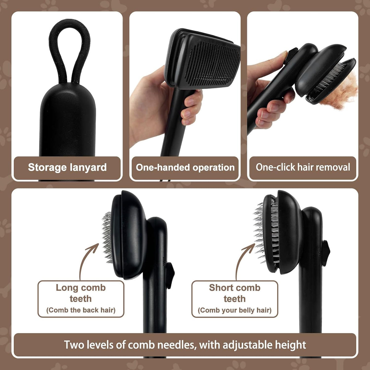 Self-Cleaning Deshedding Brush for Dogs & Cats